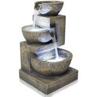Primrose 3 Tier Cascading Water Feature 'Kendal' Lights Self Contained 48cm in Brown