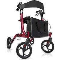 Costway Folding Rollator Walker Aluminium Walking Mobility Aid Lightweight With 4 Wheels
