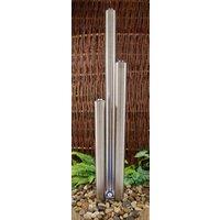 Primrose Stainless Steel Tubes Water Feature 3 Tube Contemporary Garden 156cm in Metallic Silver