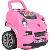 HOMCOM Kids Truck Engine Toy Set Educational Car w/ Steering Wheel for 3-5 Years in Pink