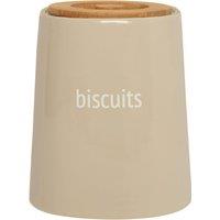 Orsina Chic Design Beige Ceramic Biscuit Canister, Functional Design Canister, Durable Canister For Ingredients in Brown