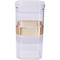 Orsina Stylish Square Stoarge Jar 800 ml, Durable Plastic Jar With Lid For Kitchen Counter, Versatile Storage Jar in Clear