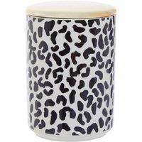 Orsina Large Stoneware Canister, Black & White Finish Container With Gold Reflective Lid, Handcrafted Container