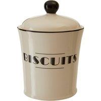 Orsina Cream Dolomite Biscuits Jar With Black Art Deco Detail, Ceramic Biscuit Barrel, Storage Canister For Cookies in White
