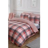 OHS Check Teddy Duvet Cover with Pillowcase Set in Light Pink | Size: Double