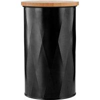Orsina Black Medium Storage Canister, Stylish Textured Metal Jar With Lid For Tea, Coffee Or Sugar, Compact And