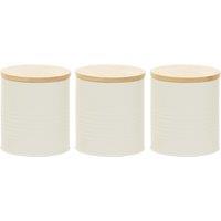 Orsina Durable Set Of Three Grey Cannisters, Stylish Design Kitchen Canisters, Secured Storage Canister Set in Natural