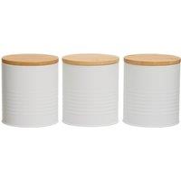 Orsina Durable Set Of Three Grey Cannisters, Stylish Design Kitchen Canisters, Secured Storage Canister Set in White