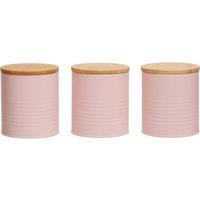 Orsina Durable Set Of Three Grey Cannisters, Stylish Design Kitchen Canisters, Secured Storage Canister Set in Pink