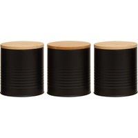 Orsina Durable Set Of Three Grey Cannisters, Stylish Design Kitchen Canisters, Secured Storage Canister Set in Black