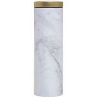 Orsina Stylish Pasta Canister, Marble Effect Design Stainless Steel Canister, Airtight Gold Lid Metal Canister in White