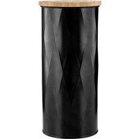Orsina Black Large Storage Canister, Stylish Textured Metal Jar With Lid For Tea, Coffee Or Sugar, Compact