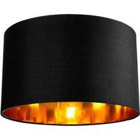 Happy Homewares Contemporary Cotton Lamp/Light Shade with Shiny Paper Inner in Black | Size: 10 inches