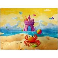Warren Reed - Designer Orange Crab On A Beach Holiday Glass Chopping Board in Yellow