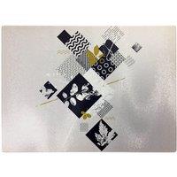 Warren Reed - Designer Abstract Botanical Glass Chopping Board in Grey