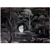Warren Reed - Designer Eerie Moonlit Cemetery Glass Chopping Board in Grey