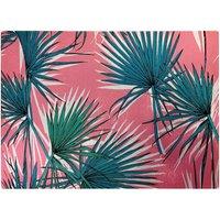 Warren Reed - Designer Pink Green Fan Palms Glass Chopping Board