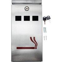 Furnished Outdoor Wall Mounted Steel Lockable Smoke Ash Tray in Metallic Silver