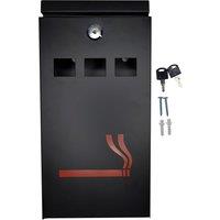 Furnished Outdoor Wall Mounted Steel Lockable Smoke Ash Tray in Black