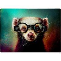 Warren Reed - Designer Ferret With Glasses Splashart Glass Chopping Board in Brown