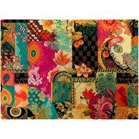 Warren Reed - Designer Patchwork Mixed Textiles Glass Chopping Board in Pink