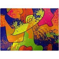 Warren Reed - Designer Bright Abstract Pattern Glass Chopping Board in Yellow