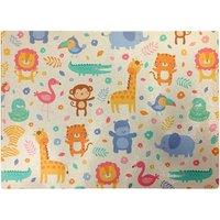 Warren Reed - Designer Cute Pastel Jungle Animals Glass Chopping Board in Yellow