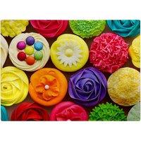 Warren Reed - Designer Bright Colourful Cupcakes Glass Chopping Board in Yellow