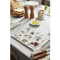 Ulster Weavers 'Portman Farm' Animal Print Printed MDF Placemat (4 Pack) in Grey