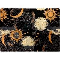 Warren Reed - Designer Gold Sun & Moon Glass Chopping Board in Yellow