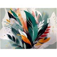 Warren Reed - Designer Coloured Abstrace Feather Leaves Glass Chopping Board in Green