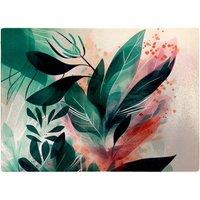 Warren Reed - Designer Green Feather Leaves Tropical Glass Chopping Board