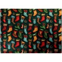 Warren Reed - Designer Christmas Stockings Glass Chopping Board in Green