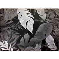 Warren Reed - Designer Black White Tropical Leaves Glass Chopping Board in Grey