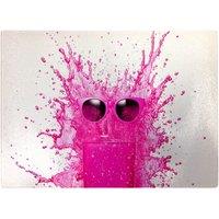 Warren Reed - Designer Pink Splashart Glass With Glasses Glass Chopping Board