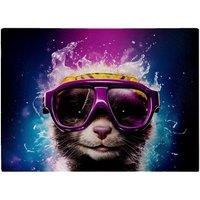 Warren Reed - Designer Splashart Ferret With Glasses Purple Glass Chopping Board