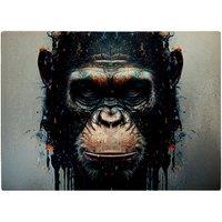 Warren Reed - Designer Gorilla Face Splashart Glass Chopping Board in Brown