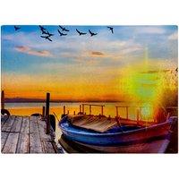Warren Reed - Designer Sunset Of Colours At The Lake Glass Chopping Board in Blue