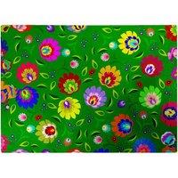 Warren Reed - Designer Polish Folk Floral Glass Chopping Board in Green