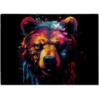Warren Reed - Designer Splashart Bear Face Glass Chopping Board in Brown