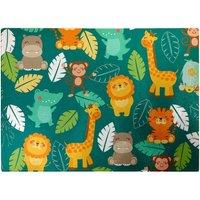 Warren Reed - Designer Jungle Animals Glass Chopping Board in Green