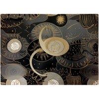 Warren Reed - Designer Abstract Silver Gold Sun & Moon Glass Chopping Board in Grey