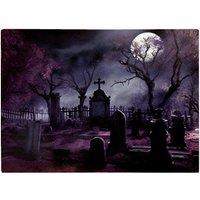 Warren Reed - Designer Witchs Moonlit Cemetery Design Glass Chopping Board in Purple