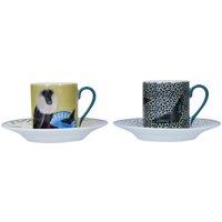 Mikasa Sarah Arnett Porcelain Espresso Cups & Saucers, Set of 2, 85ml in White