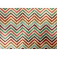 Warren Reed - Designer Geometric Vintage Colored Chevron Pattern Glass Chopping Board in Green