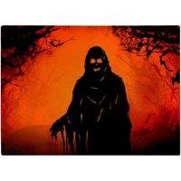 Warren Reed - Designer A Spooky Black & Orange Ghost Glass Chopping Board