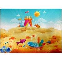 Warren Reed - Designer Fishes On A Beach Holiday Glass Chopping Board in Yellow