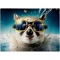 Warren Reed - Designer Dormouse With Glasses Splashart Glass Chopping Board in Brown