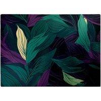 Warren Reed - Designer Green Purple Tropical Leaves Glass Chopping Board