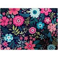 Warren Reed - Designer Cute Colourful Flower Pattern Glass Chopping Board in Blue